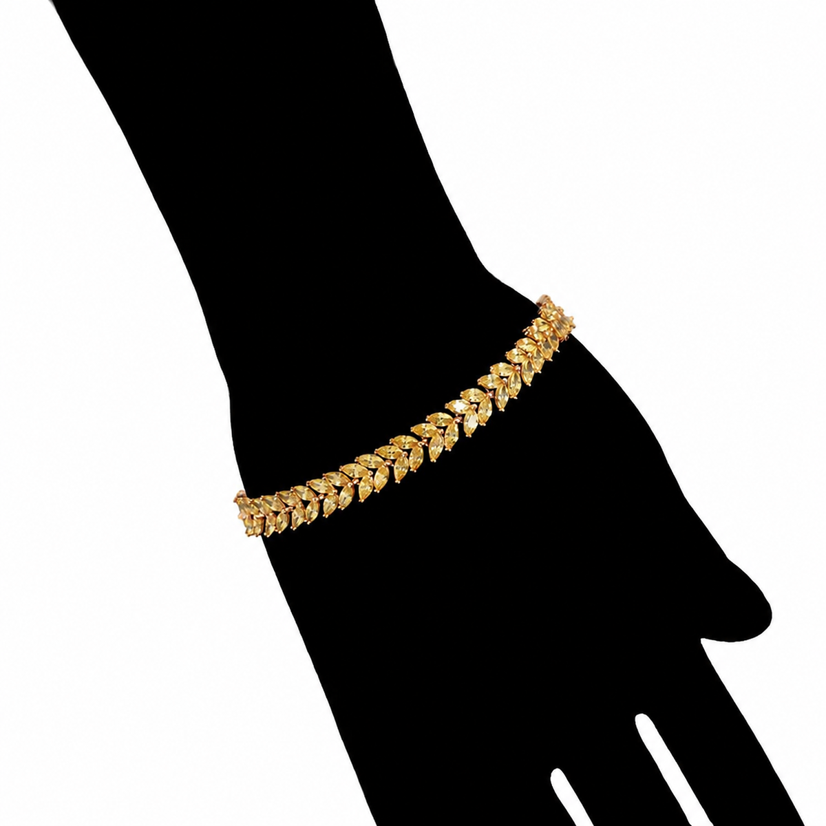Wheat Ear Bracelet, Leaf-Pattern Links in Gold or Silver Tone