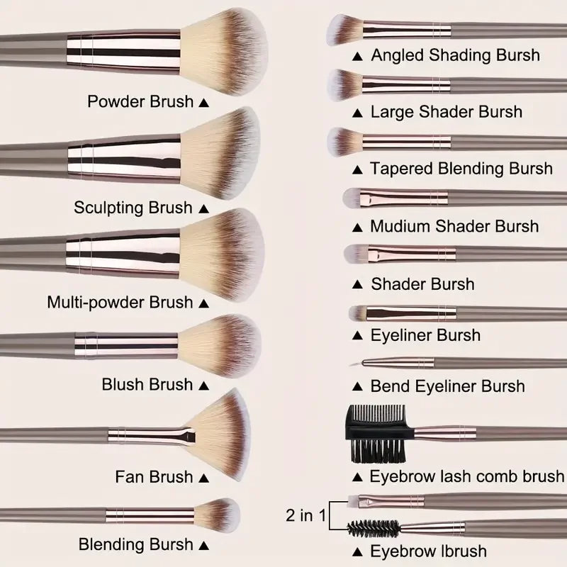 Soft Makeup Brush Set 3–20 Pieces for Blending & Travel