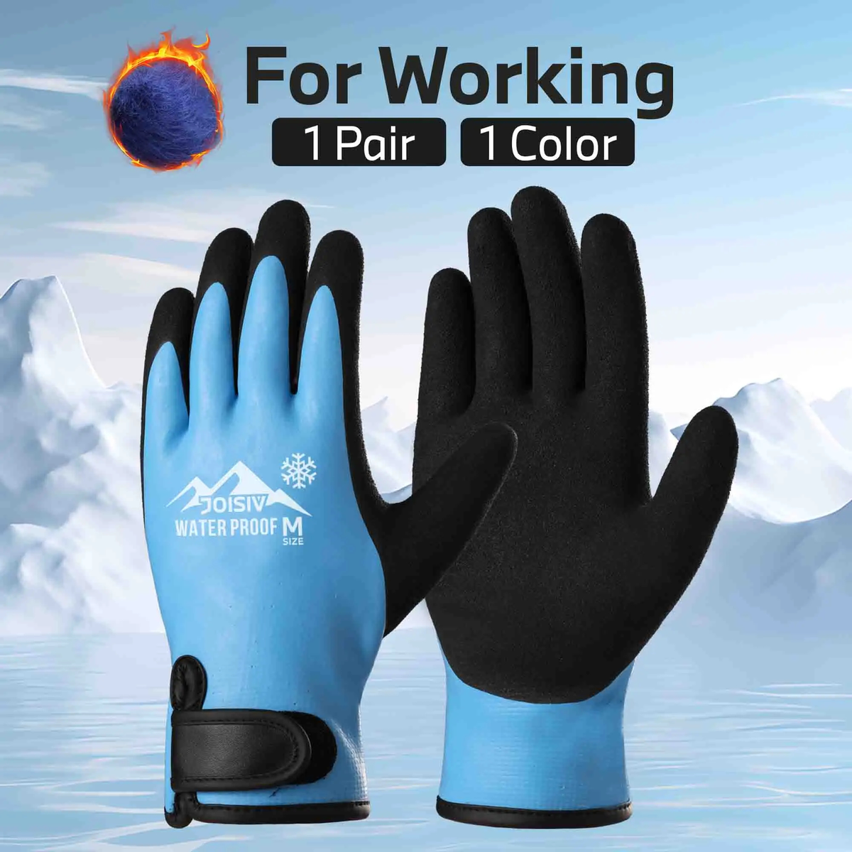 Fleece-Lined Winter Work Gloves with Adjustable Wrist Straps