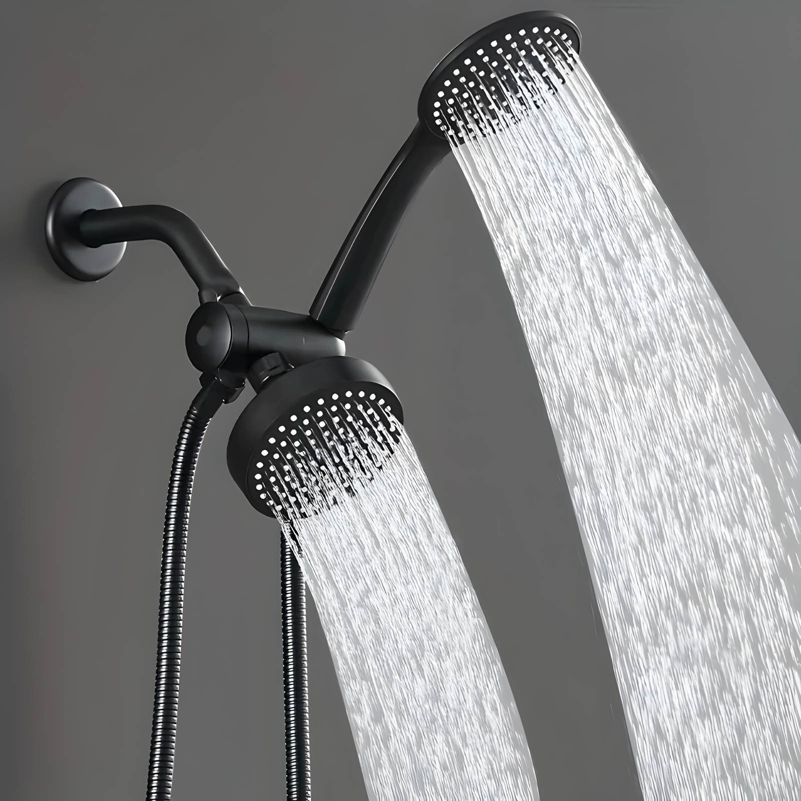 Dual Shower Head Set Fixed & Handheld with Diverter Chrome/Black