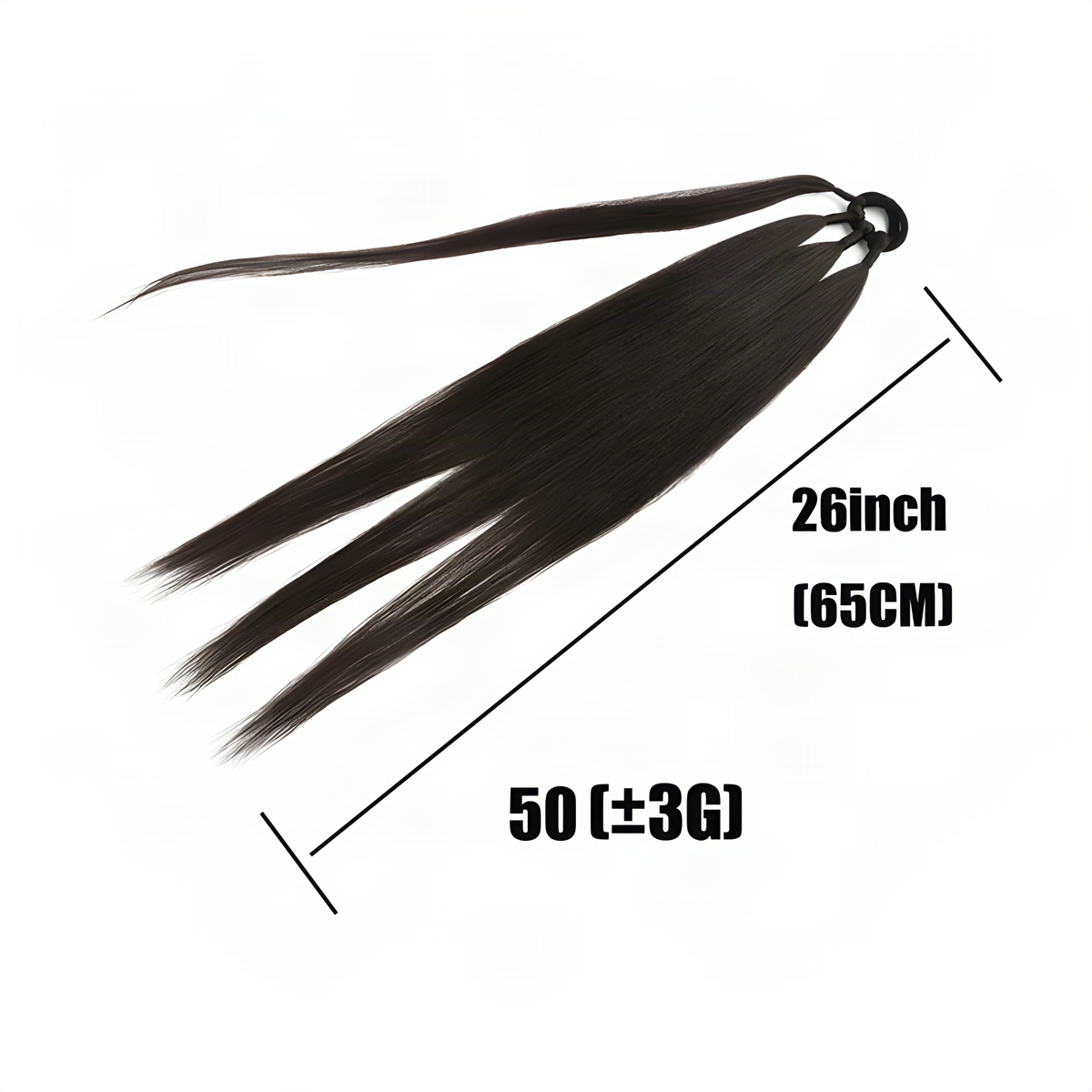 65 cm Synthetic Braidable Ponytail Extension with Elastic Ring