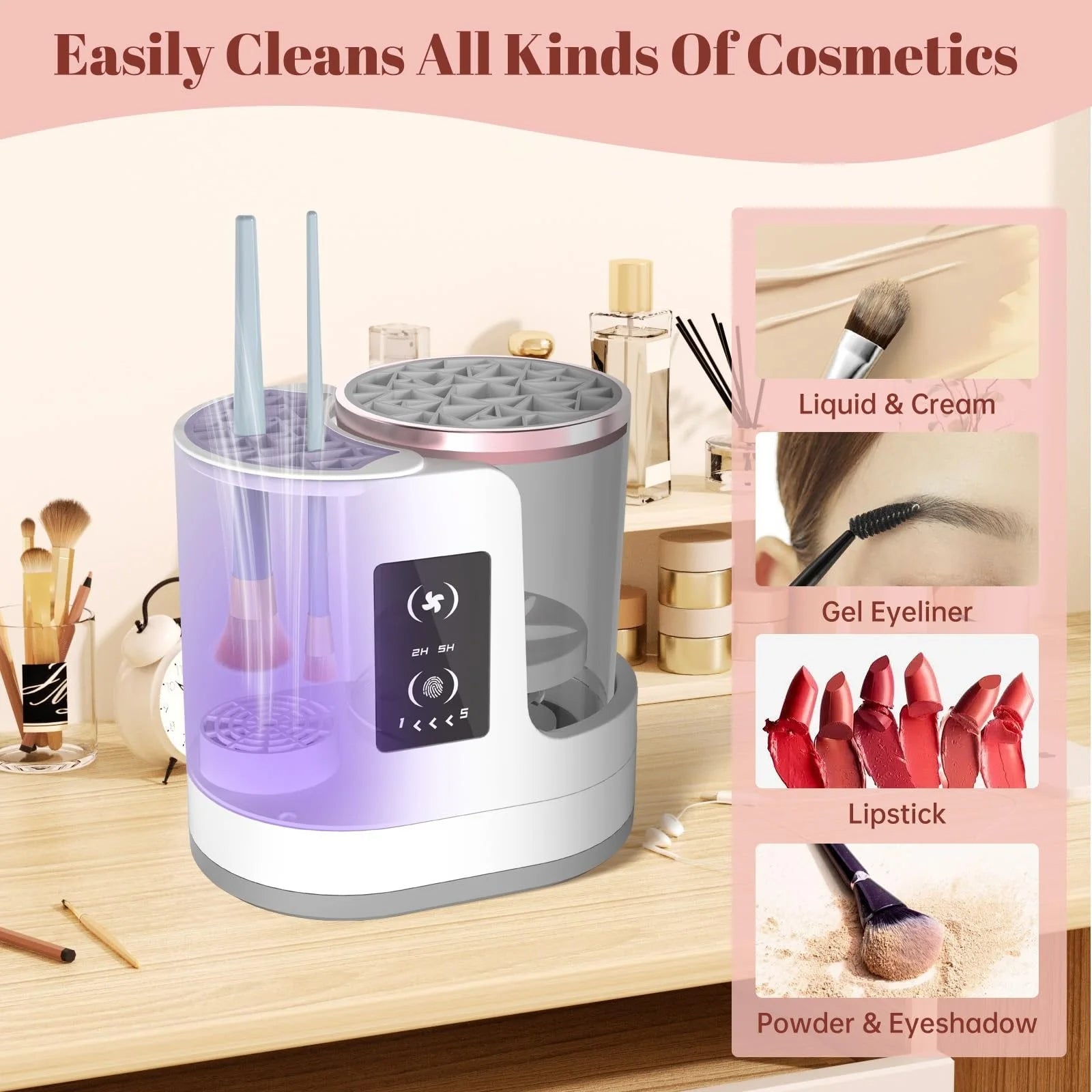 3-in-1 Electric Makeup Brush Cleaner - USB Dryer & Holder Machine - TradixPro