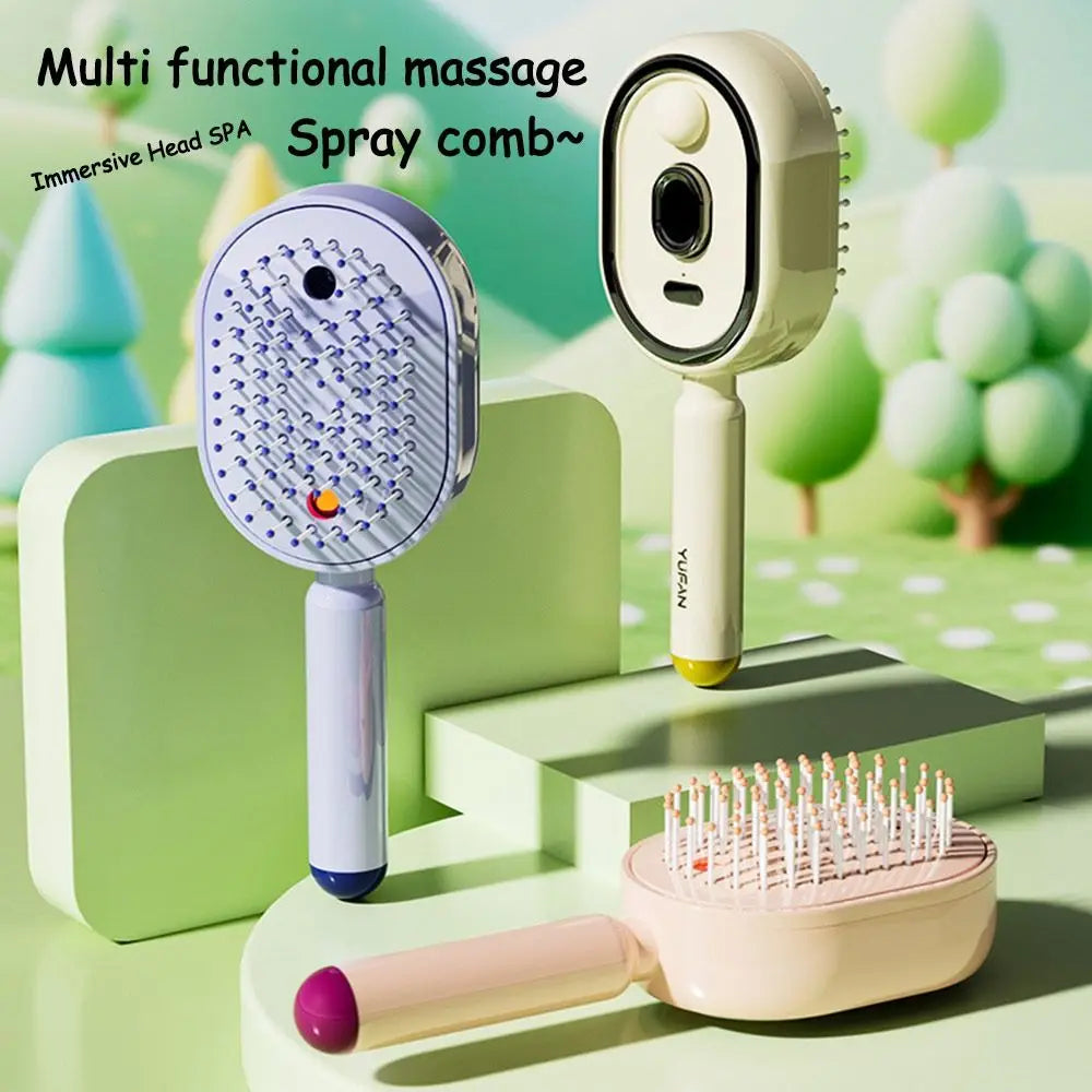 3-in-1 Hair Spray Massage Comb - Detangling Brush with Misting Function - TradixPro