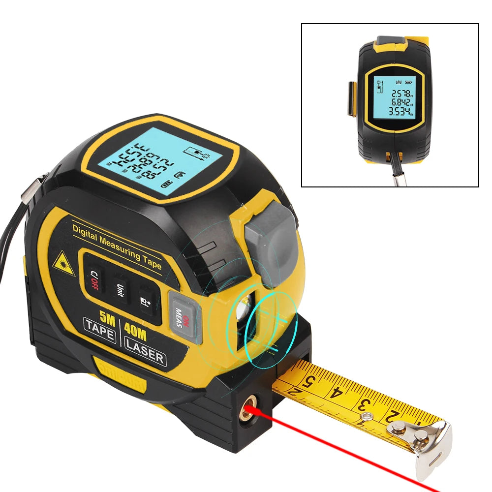 3-in-1 Laser Measure Tape - Digital Distance Meter with LCD Display - TradixPro