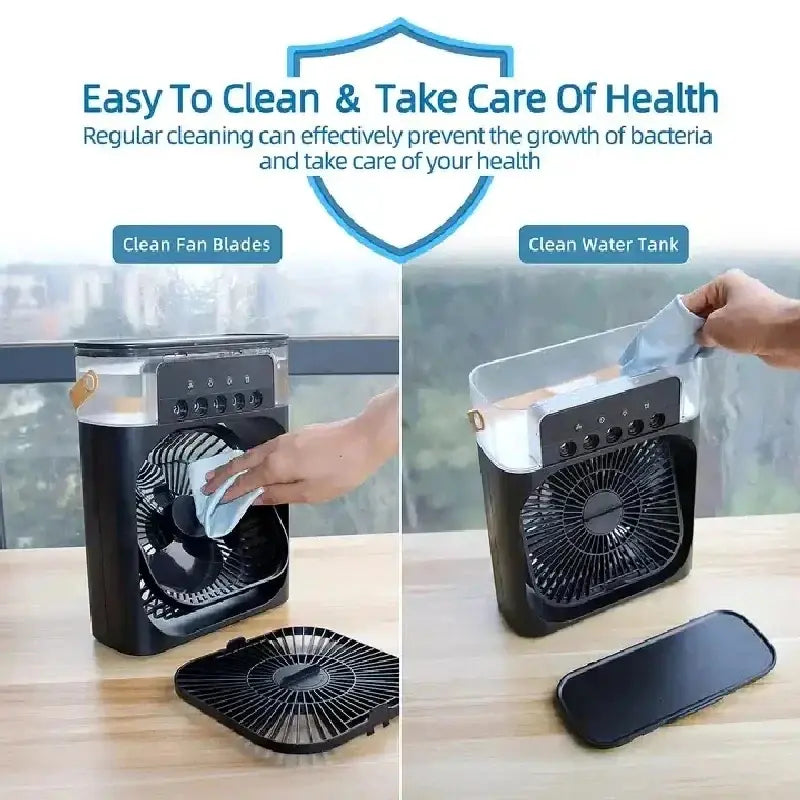 3-in-1 Portable Air Cooler Fan, Humidifier & LED Light