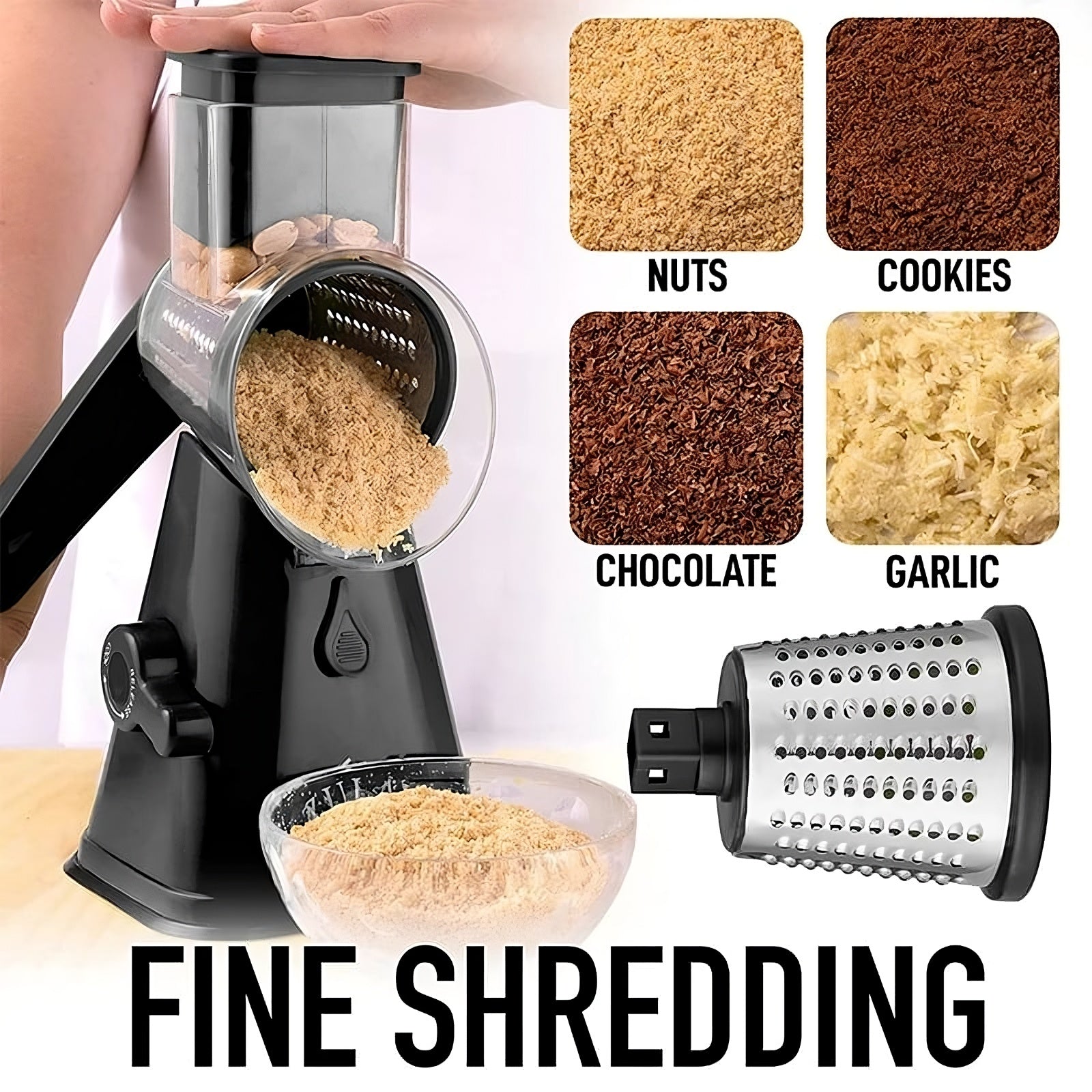 3-in-1 Rotary Cheese Grater & Vegetable Slicer - TradixPro