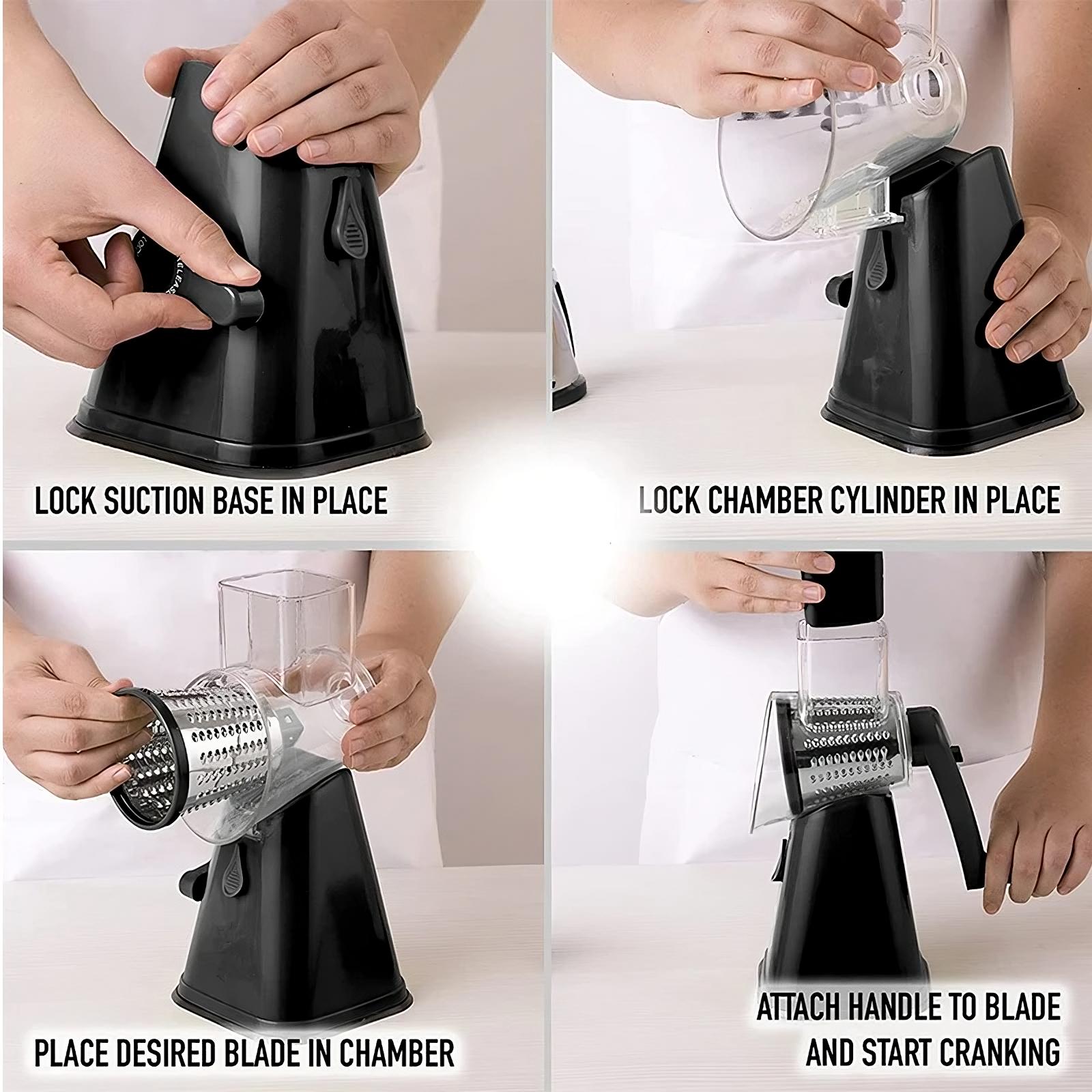 3-in-1 Rotary Cheese Grater & Vegetable Slicer - TradixPro