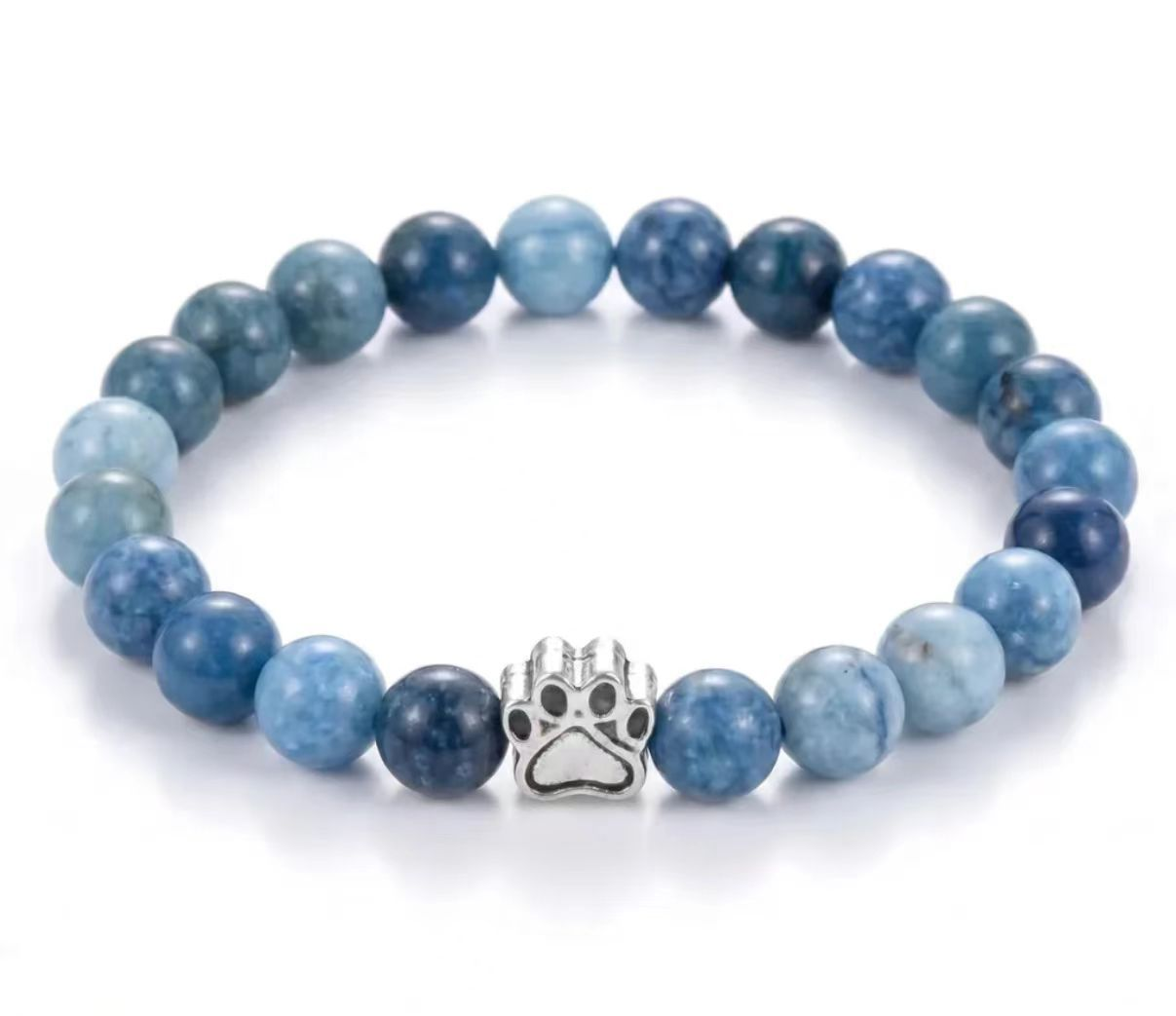 Dog Paw Bead Bracelet Natural Stone 8mm 35 Stone Options