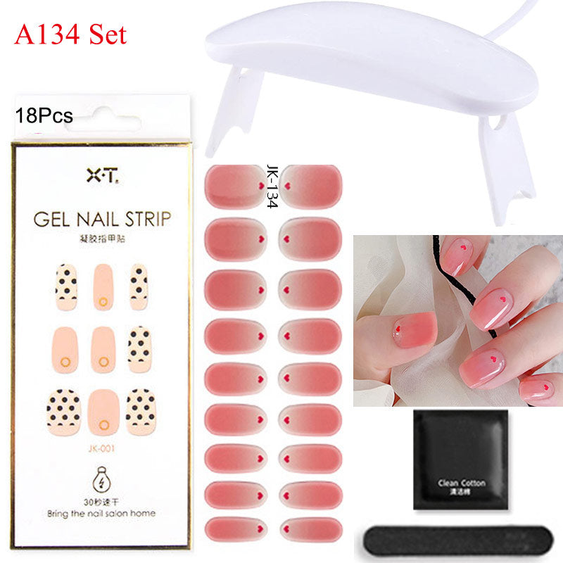 Gel Nail Wraps with UV Lamp Set - French Full Cover Manicure Kit