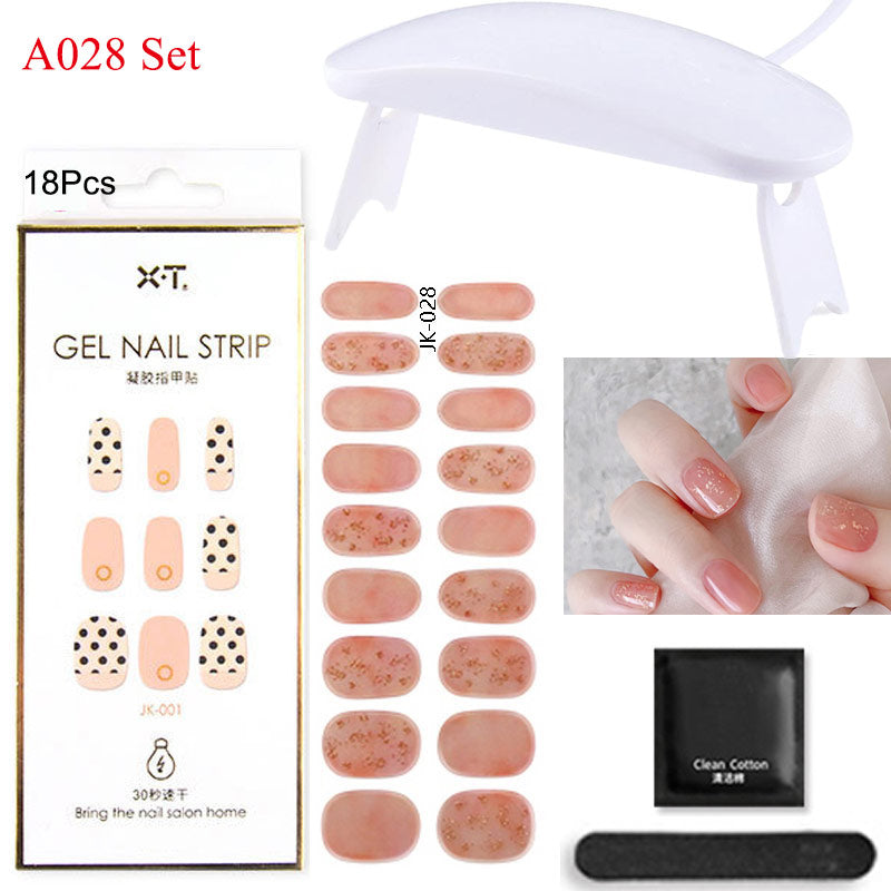 Gel Nail Wraps with UV Lamp Set - French Full Cover Manicure Kit