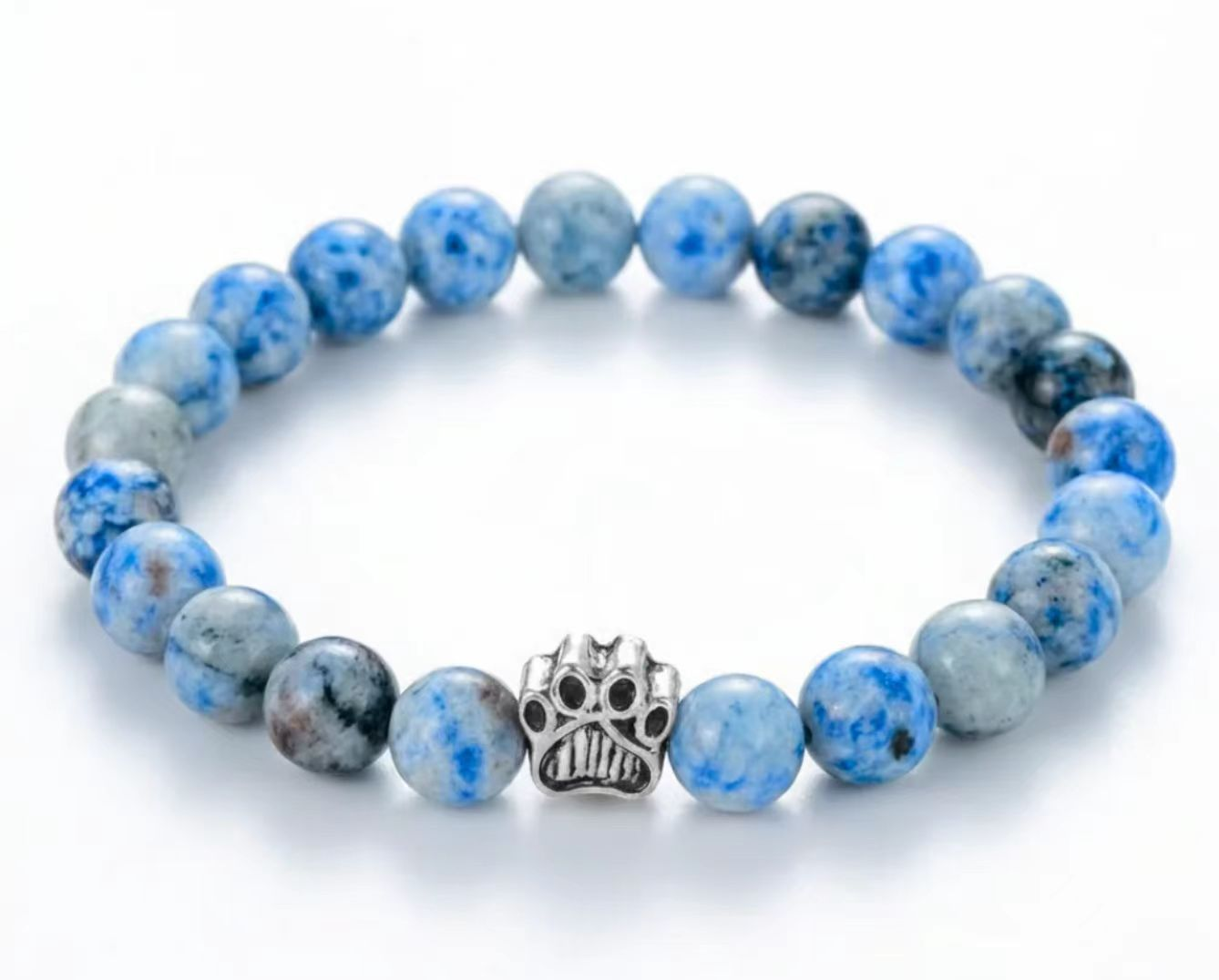 Dog Paw Bead Bracelet Natural Stone 8mm 35 Stone Options