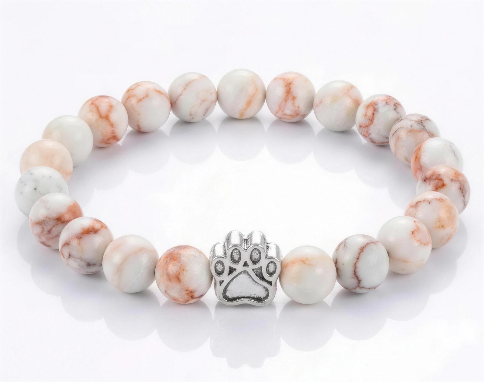 Dog Paw Bead Bracelet Natural Stone 8mm 35 Stone Options