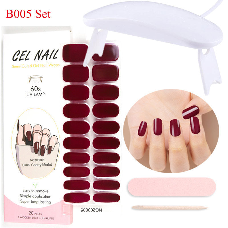 Gel Nail Wraps with UV Lamp Set - French Full Cover Manicure Kit