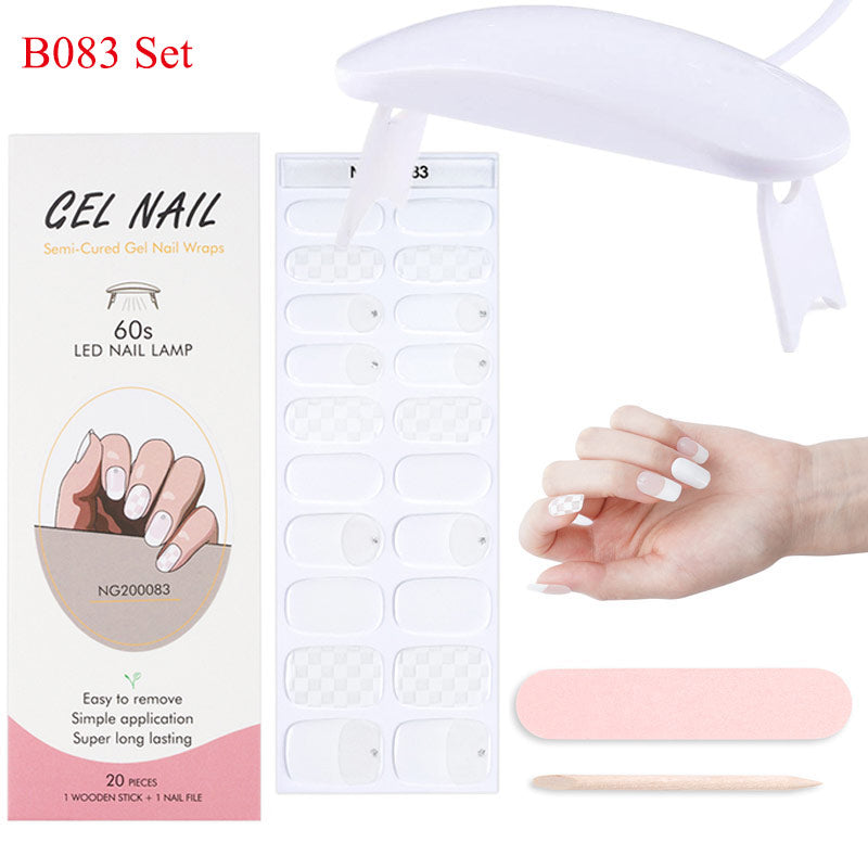 Gel Nail Wraps with UV Lamp Set - French Full Cover Manicure Kit