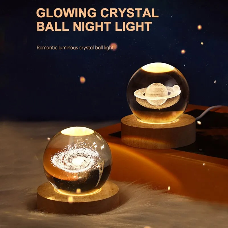 3D Luminous LED Crystal Ball (Galaxy & Solar System Design - Luxury Night Light) - TradixPro