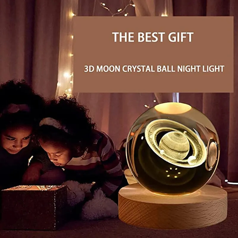 3D Luminous LED Crystal Ball (Galaxy & Solar System Design - Luxury Night Light) - TradixPro