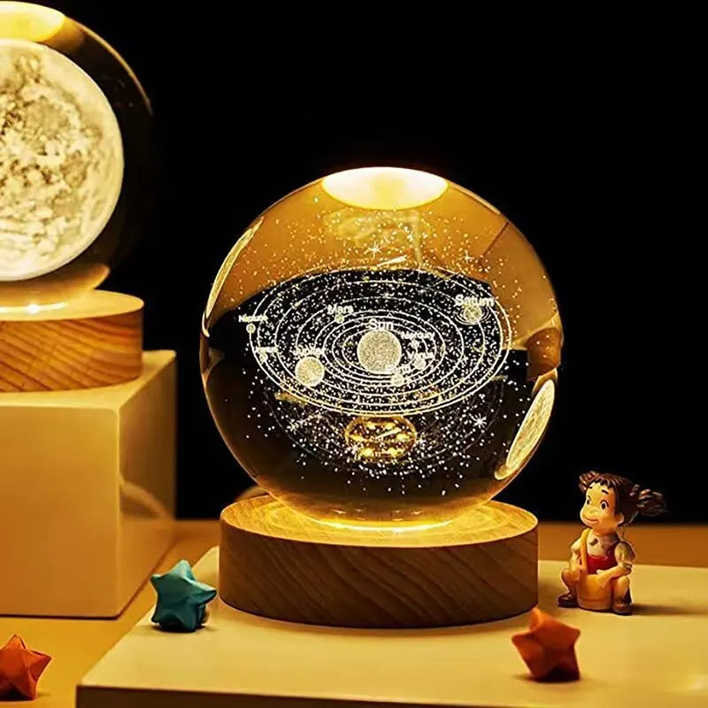 3D Luminous LED Crystal Ball (Galaxy & Solar System Design - Luxury Night Light) - TradixPro