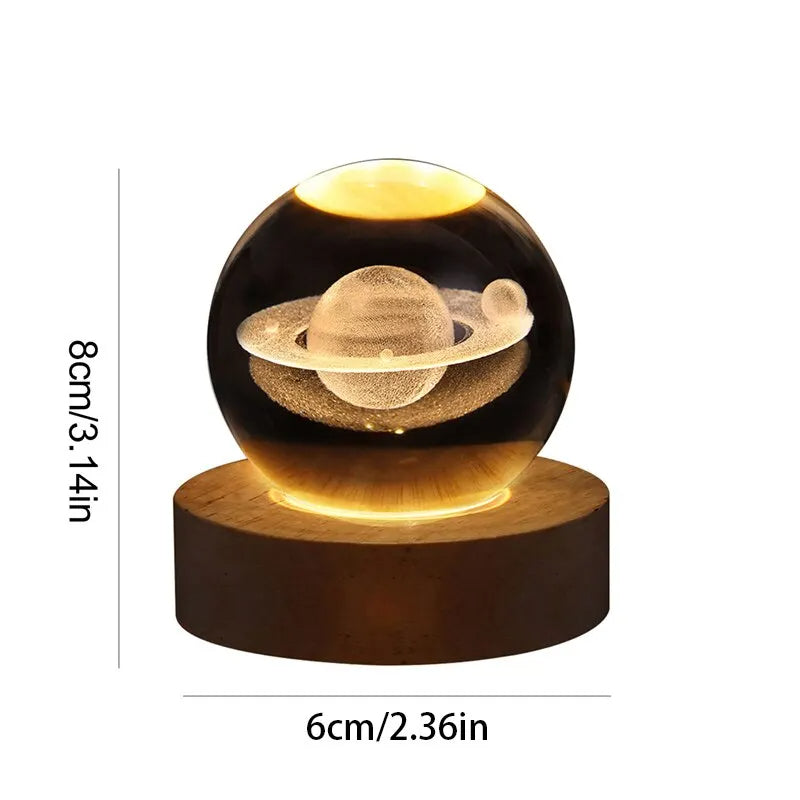 3D Luminous LED Crystal Ball (Galaxy & Solar System Design - Luxury Night Light) - TradixPro