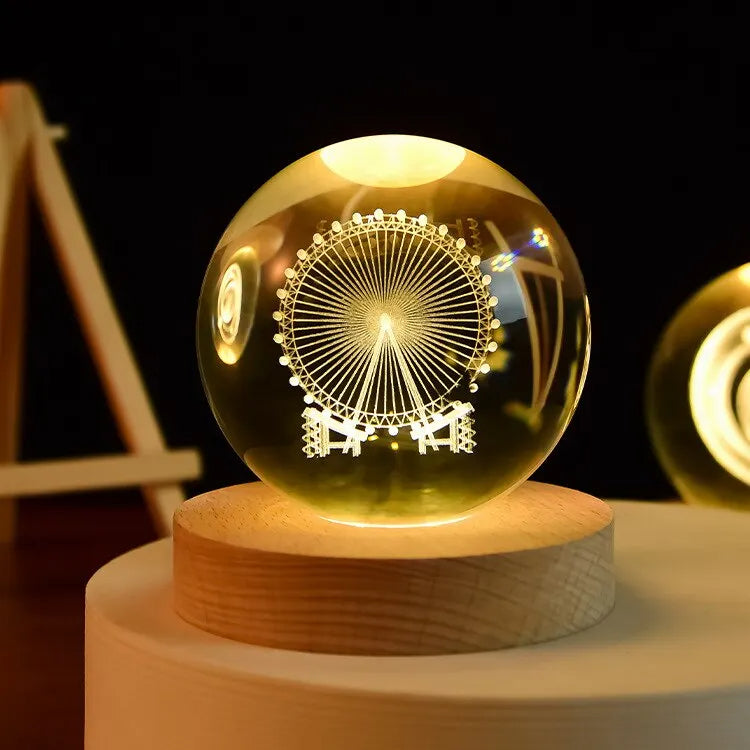 3D Luminous LED Crystal Ball (Galaxy & Solar System Design - Luxury Night Light) - TradixPro