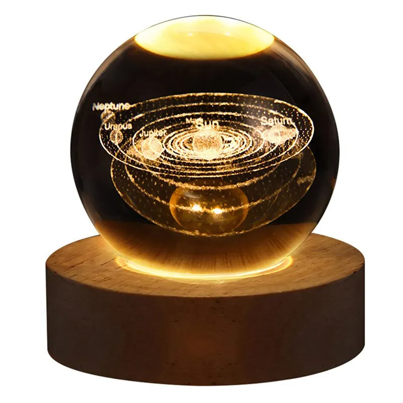 3D Luminous LED Crystal Ball (Galaxy & Solar System Design - Luxury Night Light) - TradixPro