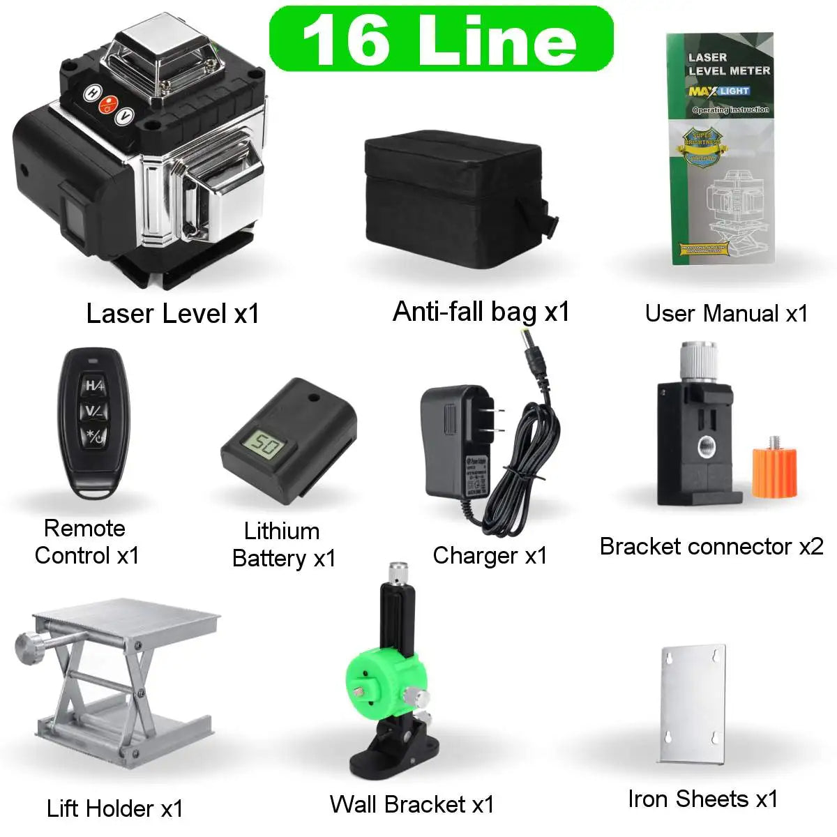 3D Self-Leveling Laser Level - High-Precision Green Beam - TradixPro