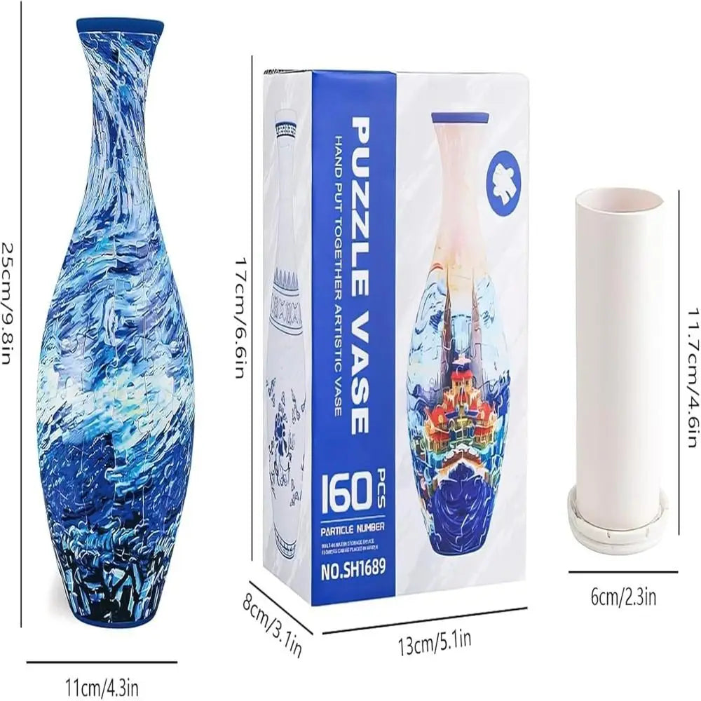 3D Vase Puzzle - 160 Pieces Functional Flower Vase with Stand - TradixPro