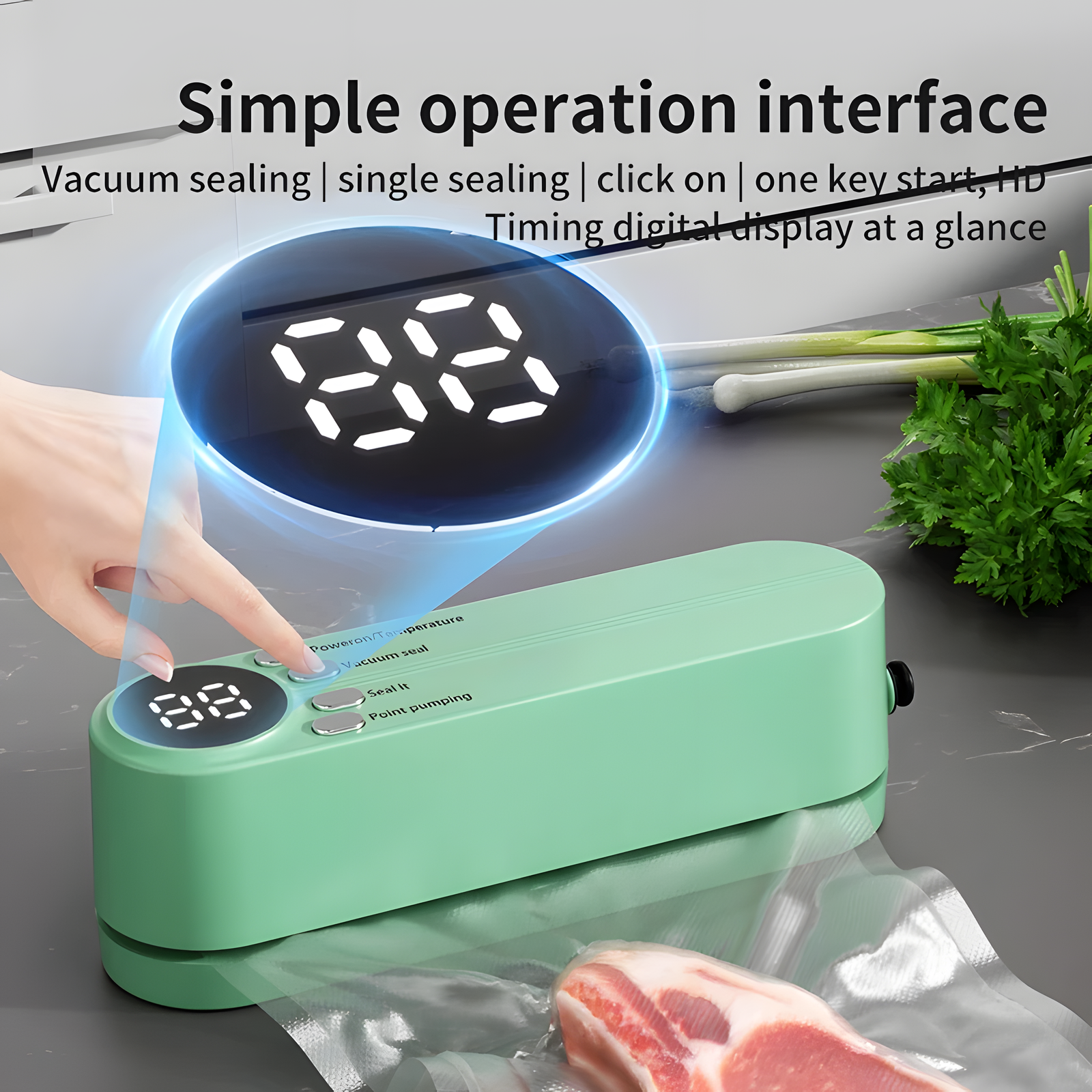 Cordless Handheld Vacuum Sealer 3-in-1 with Digital Display