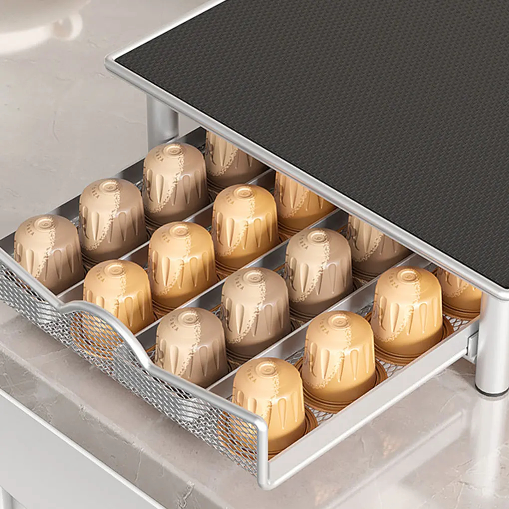 Pull-Out Coffee Capsule Drawer Rack for Organized Kitchen Storage