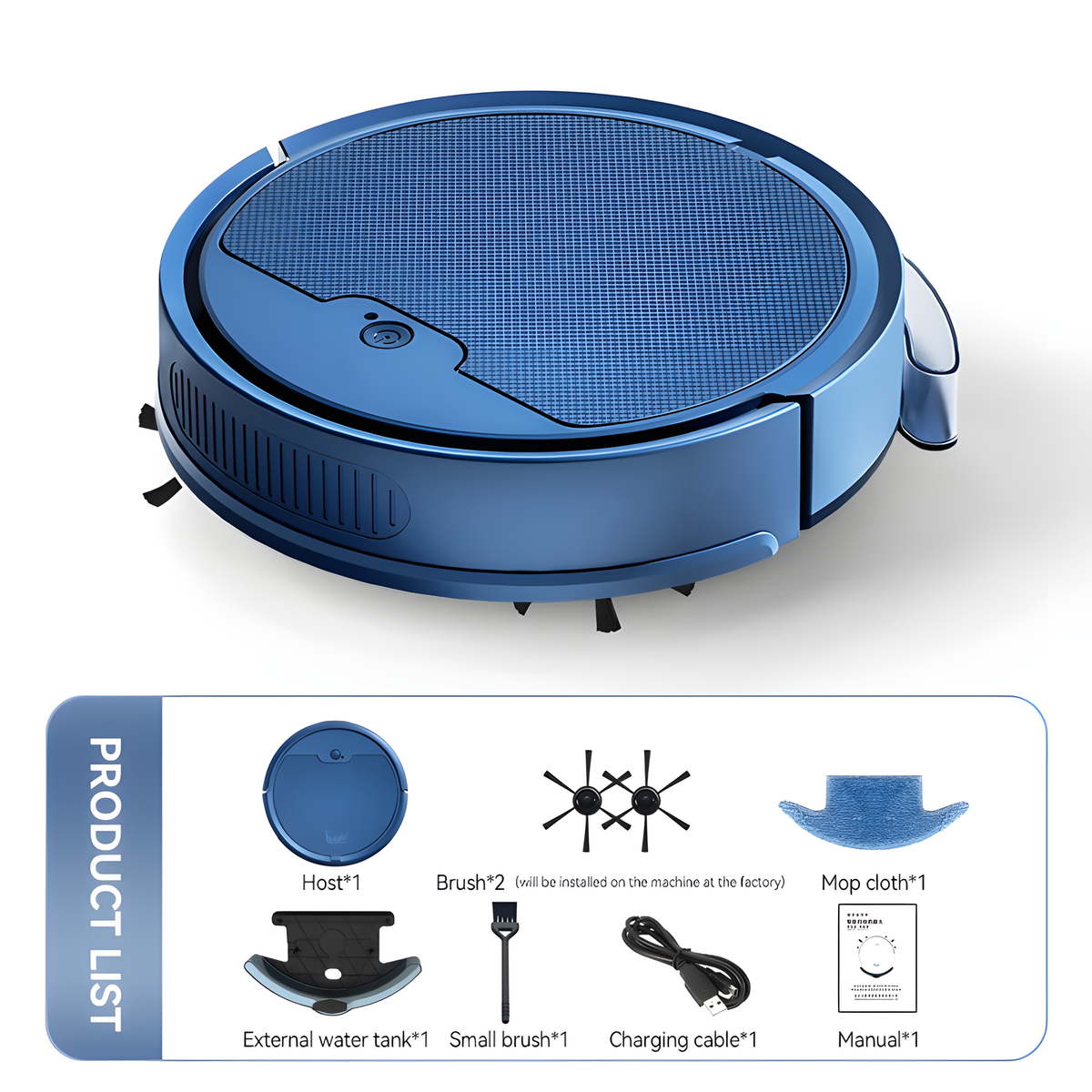Compact Robot Vacuum and Mop, White or Black Floor Cleaner