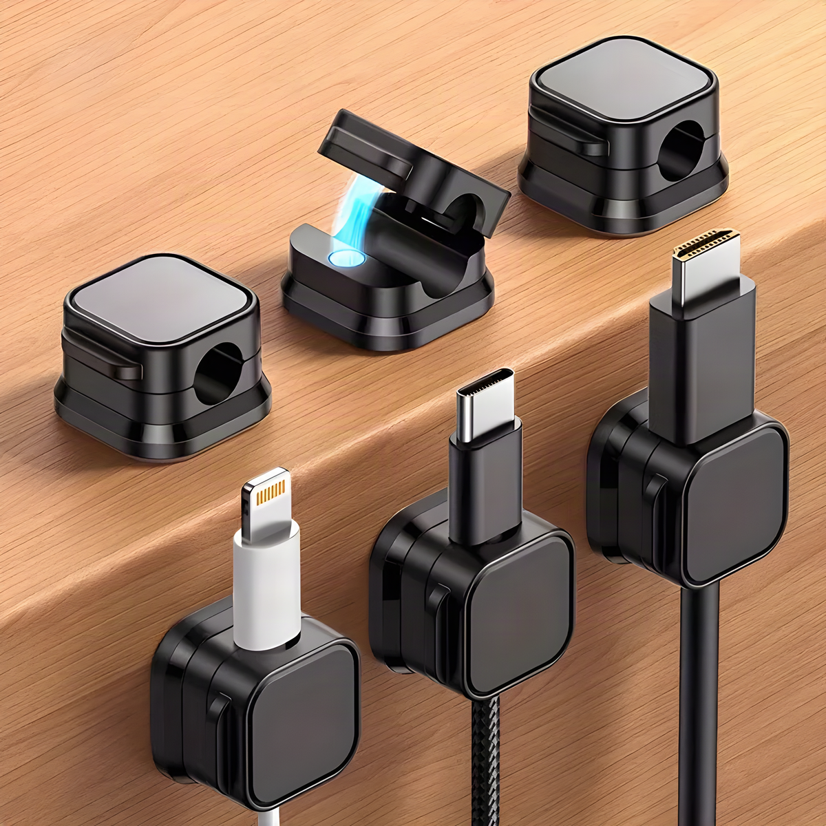 6-Pack Magnetic Cable Clips with Individual Adhesive Bases