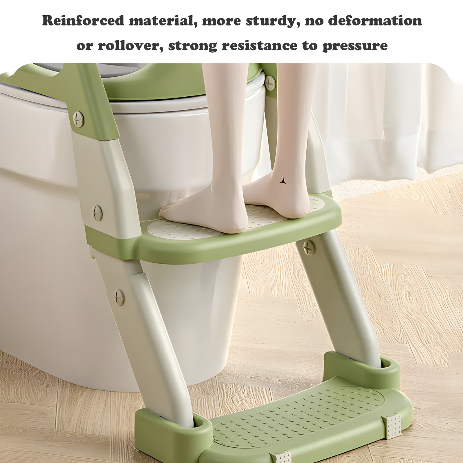 Toddler Toilet Ladder Seat with Soft PU Seat & Handles