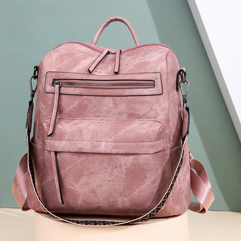 Retro PU Leather Convertible Backpack & Shoulder Bag