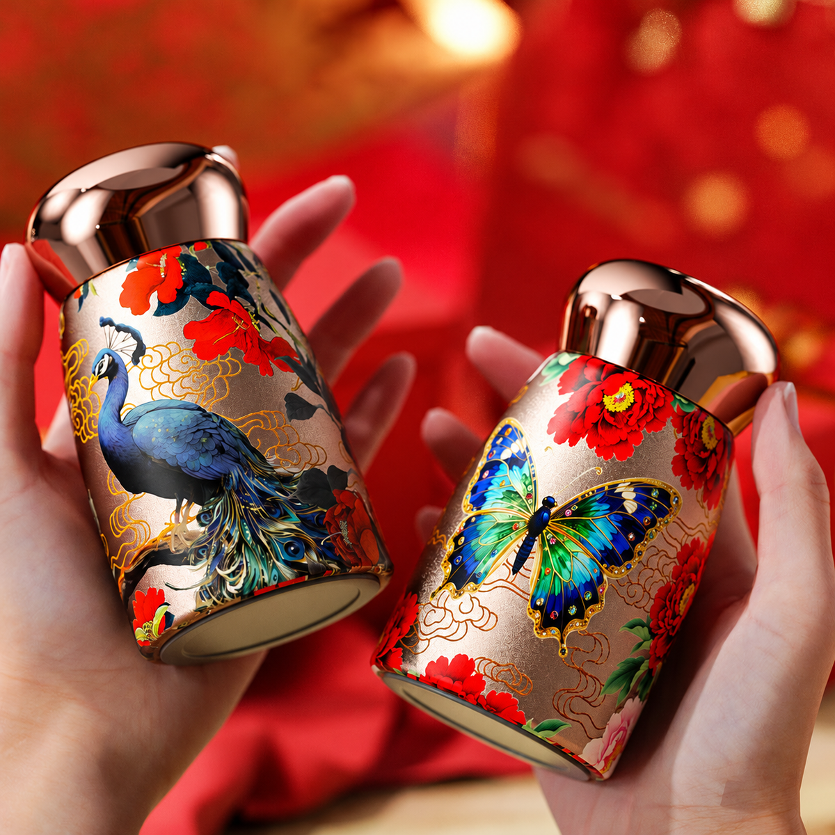 Floral Mini Insulated Cup with Temperature Display, 230 ml