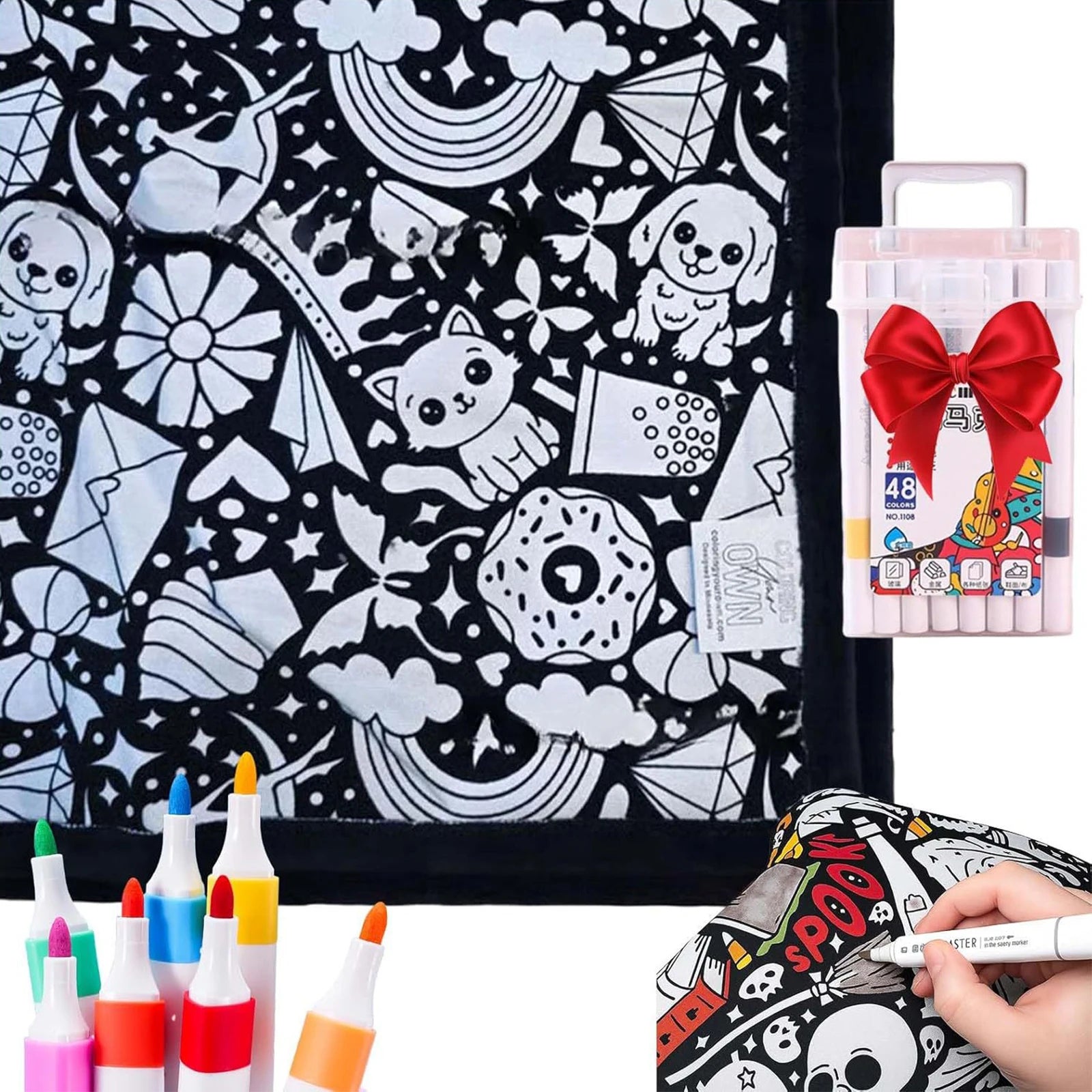 DIY Coloring Blanket with 12 Fabric Markers – Velvet