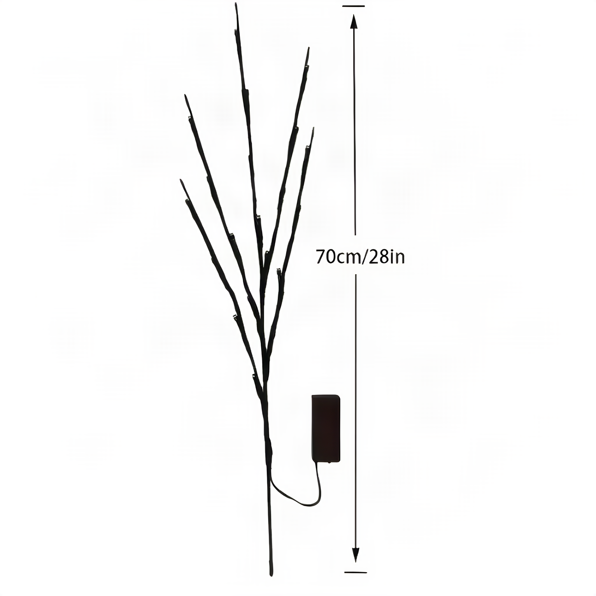 Warm White LED Twig Branch Light, 70 cm Battery-Powered Stem