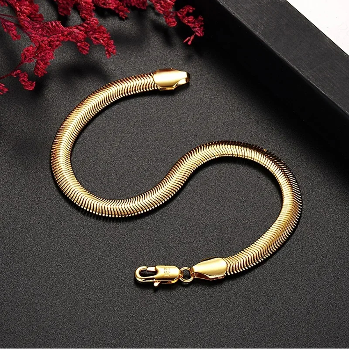 Gold-Tone Snake-Chain Bracelet with Clasp