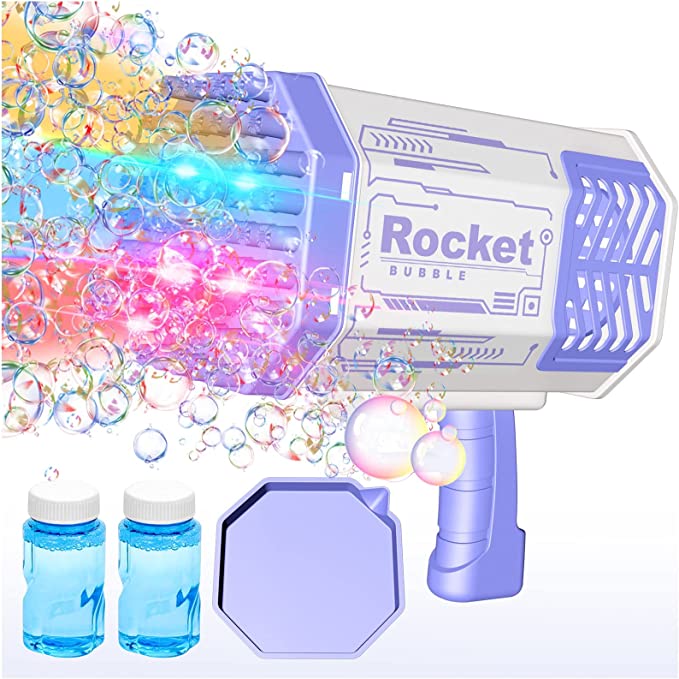 69-Hole Bubble Gun Machine with LED Lights and Fan