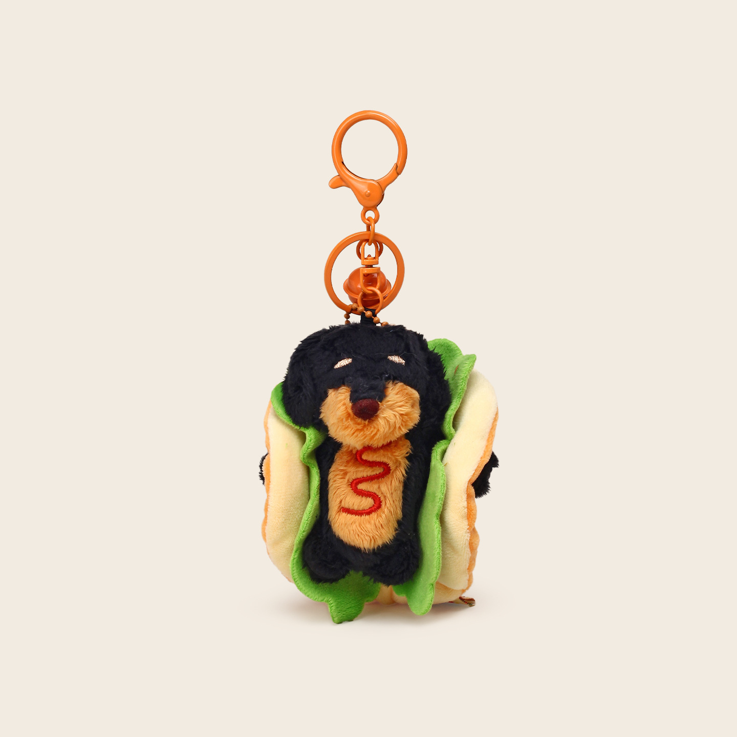 Dachshund Hot Dog Costume Plush Keychain Bag Charm