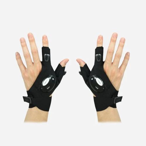 LED Flashlight Gloves - Fingerless Work Gloves with Built-in Lights