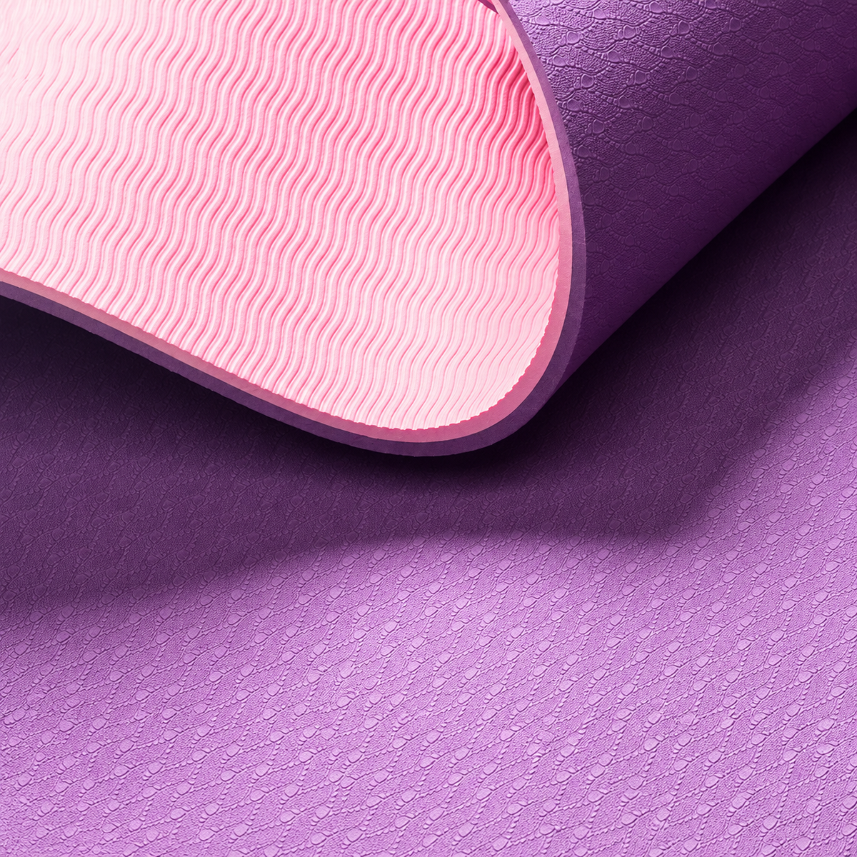 Two-Tone TPE Yoga Mat with Textured Surface and Roll-Up Design