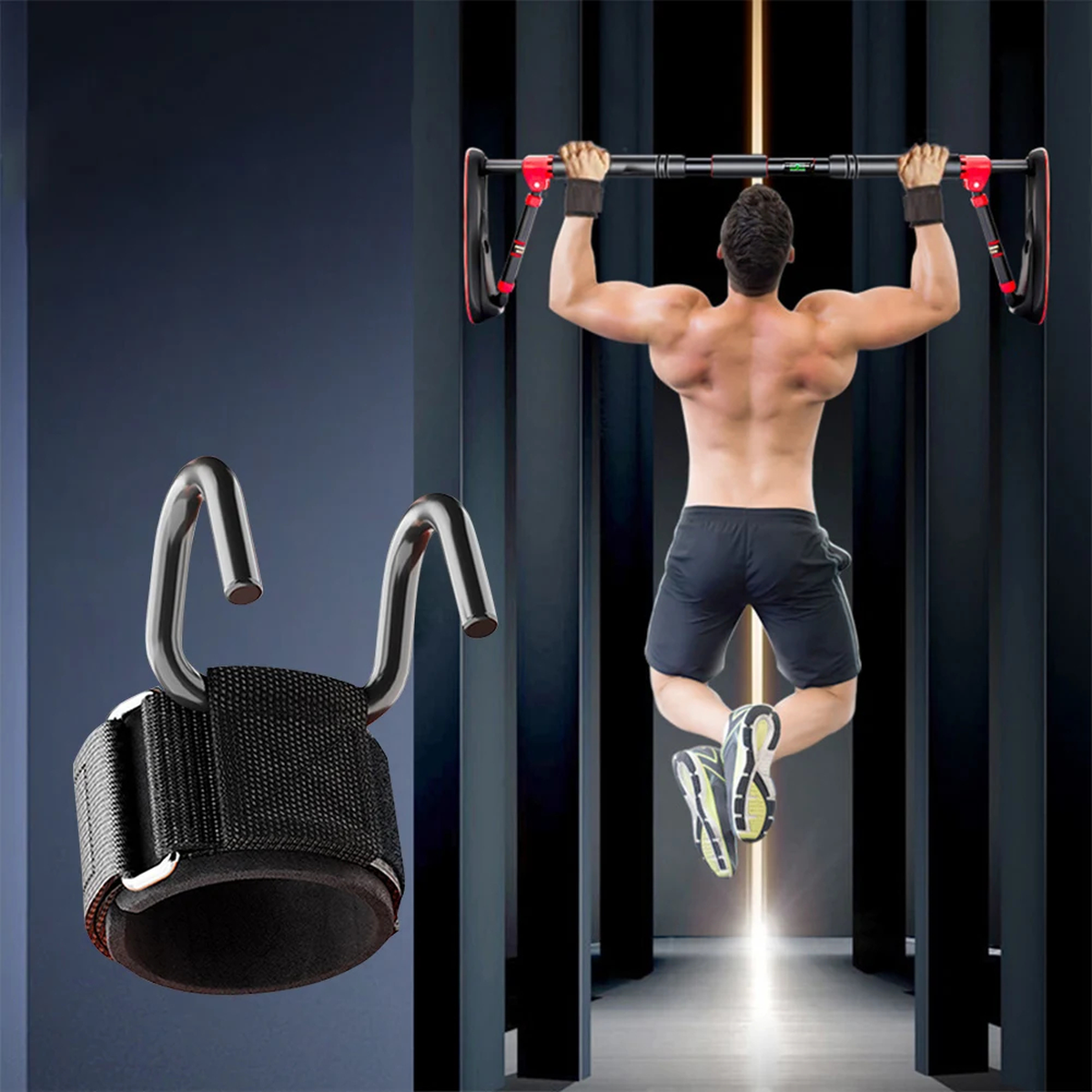 Weightlifting Grip Hooks with Adjustable Padded Wrist Straps
