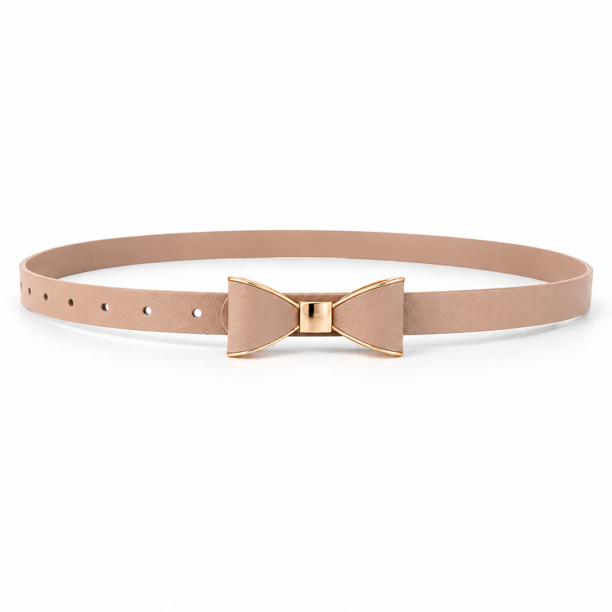 Slim Adjustable Bow Waist Belt with Gold-Tone Trim