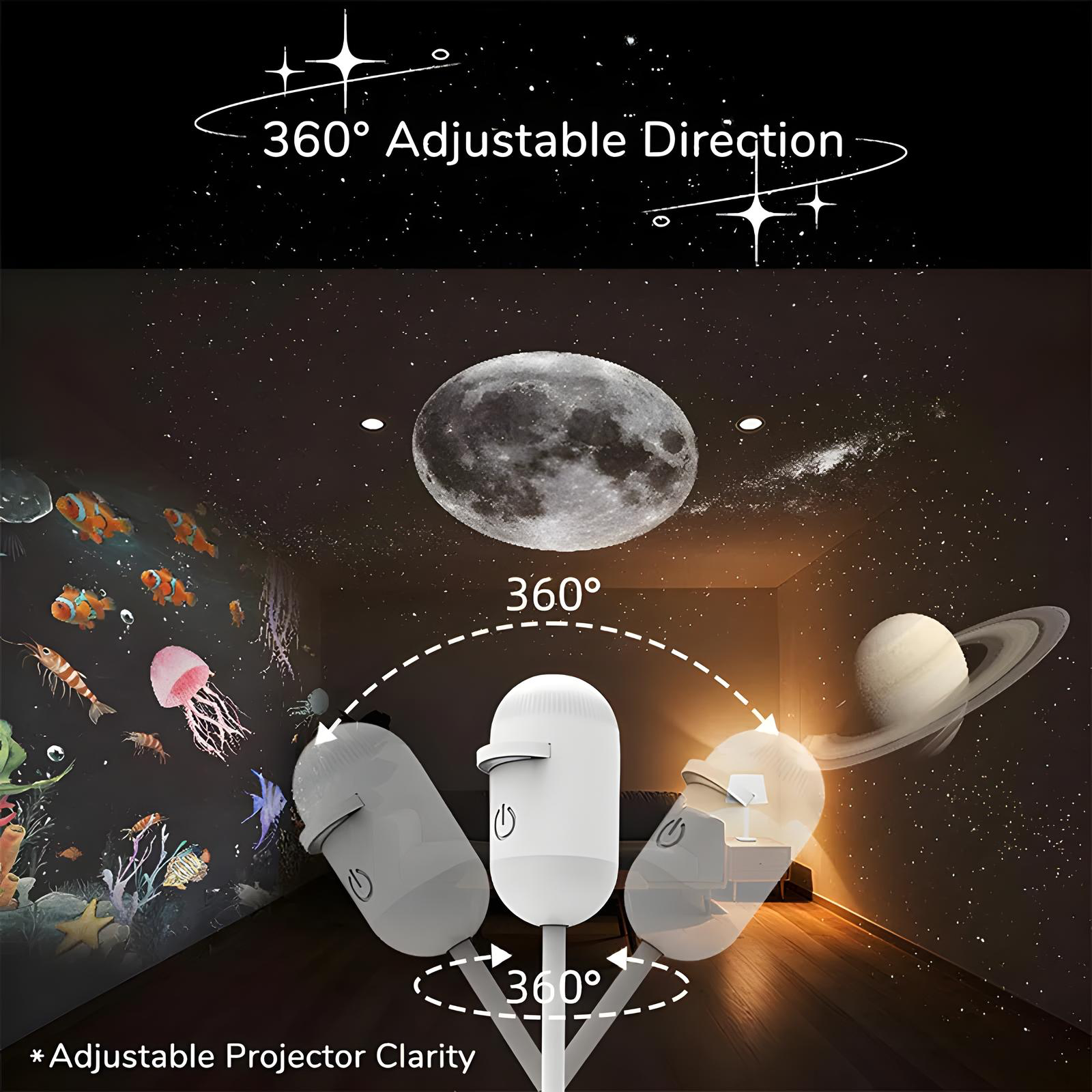 USB Star Projector with Interchangeable Space Slide Discs