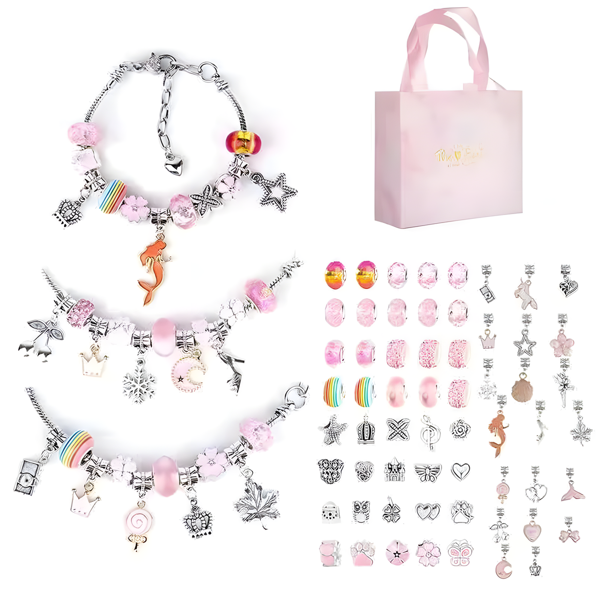 DIY Charm Bracelet Making Kit, Colorful Beads and Pendants