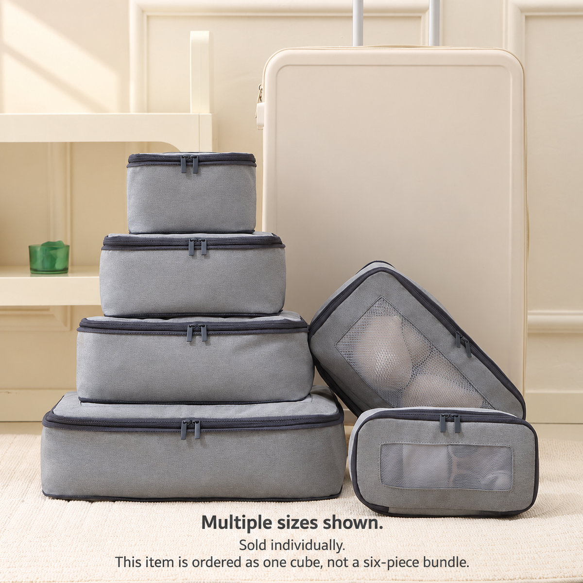 Individual Mesh Packing Cube, Zippered Suitcase Organizer
