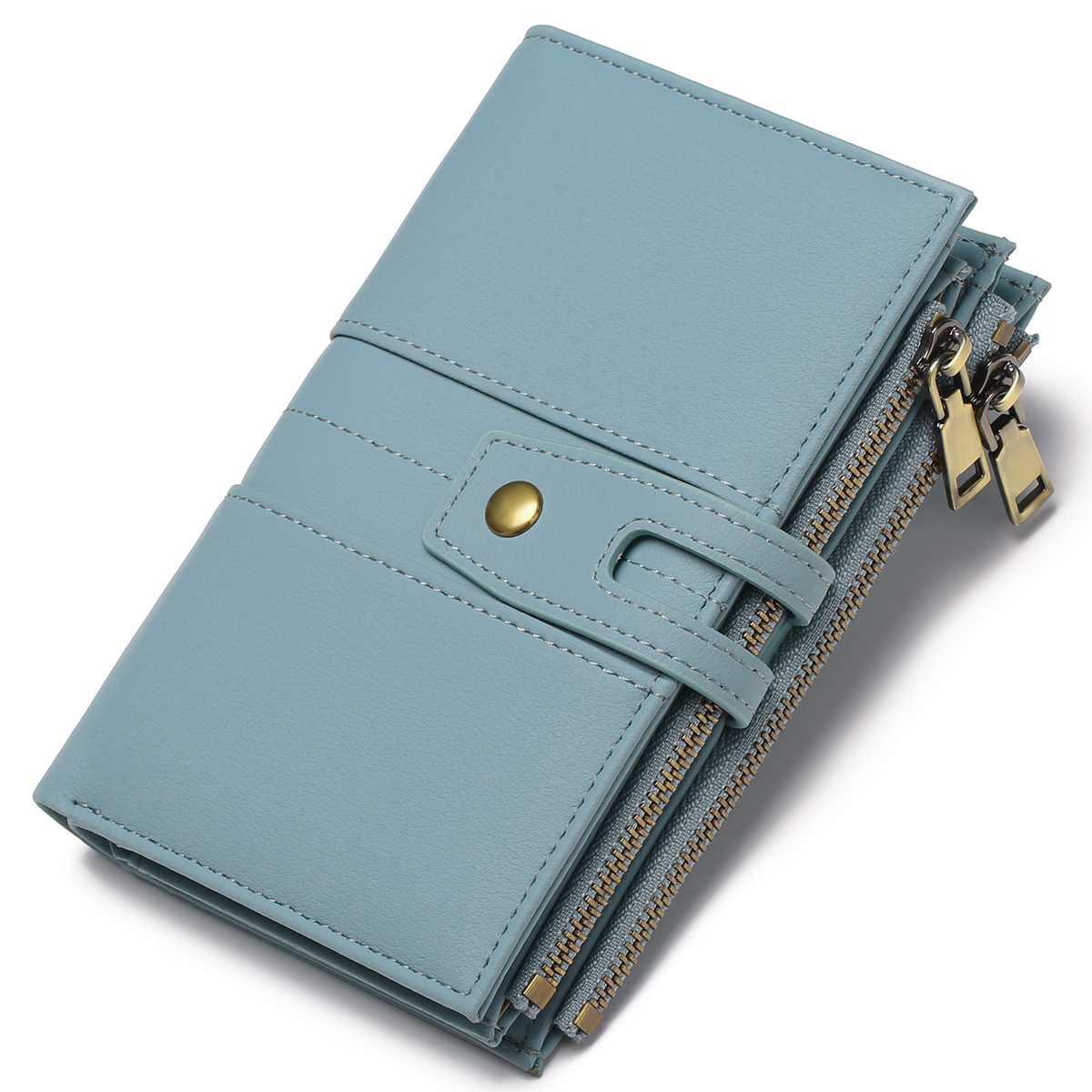 Dual-Zip Long Wallet with Snap Tab and Card Windows