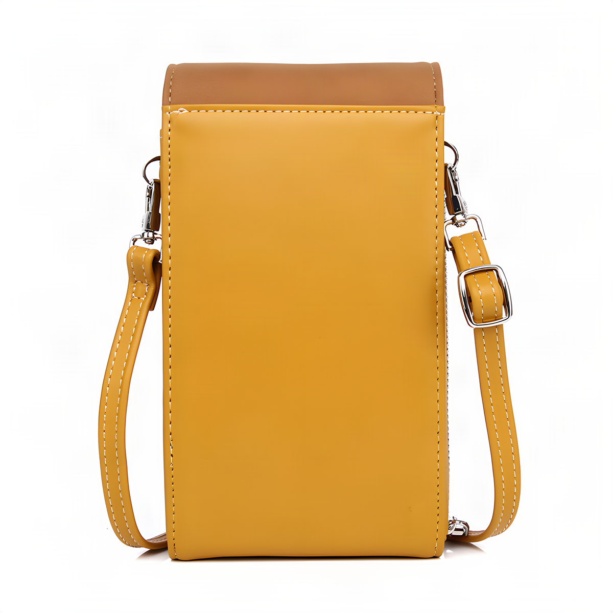 Compact Crossbody Phone Wallet with Strap and Flap Closure