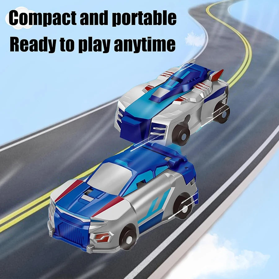 Collision Transforming Dinosaur Car Toy - 2-in-1 Magnetic Race Car Set