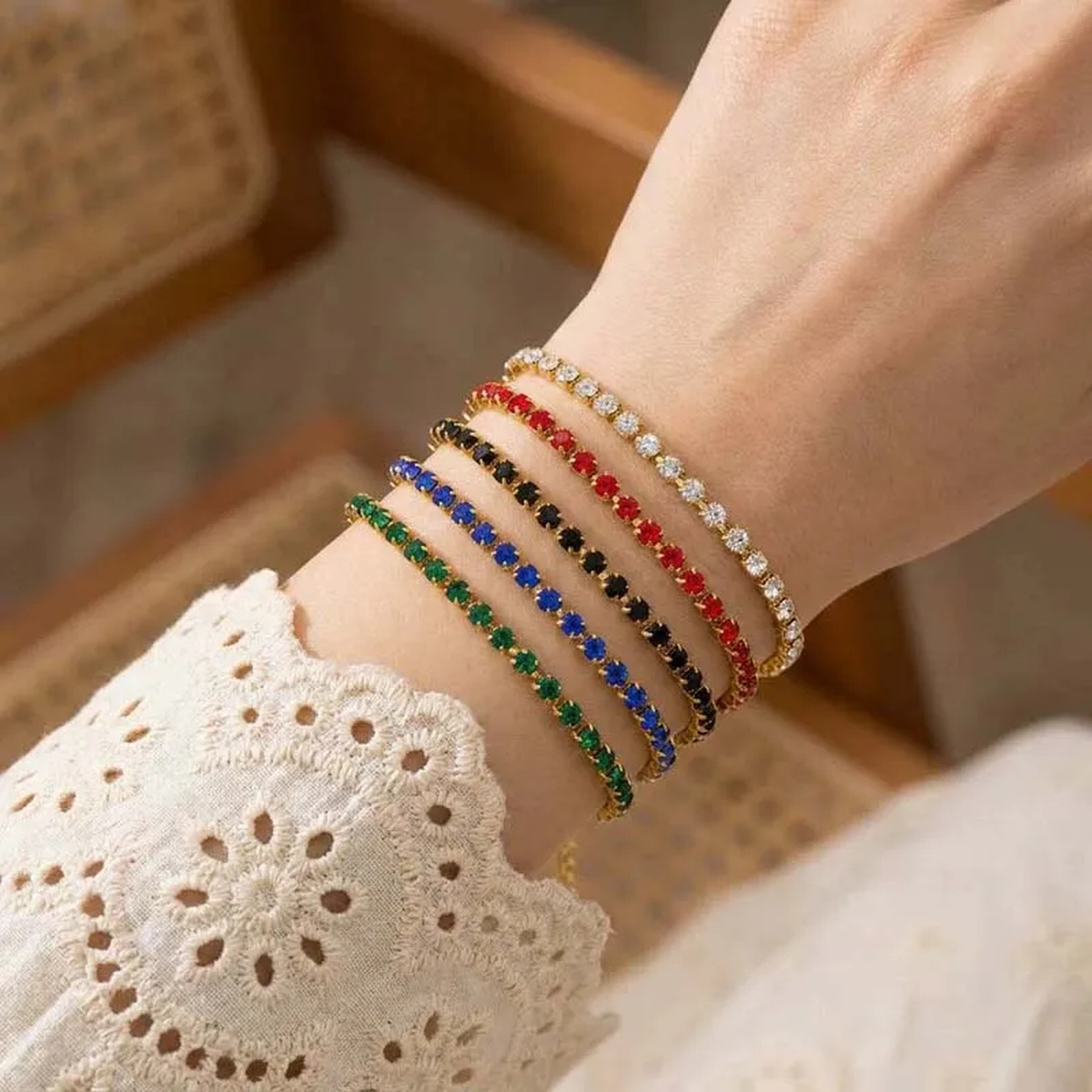 Colorful Beaded Accent Bracelet with Polished Details for Layering
