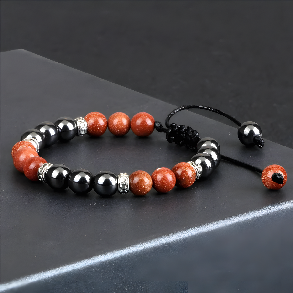 Adjustable Braided Bead Bracelet with Sliding Knot Closure